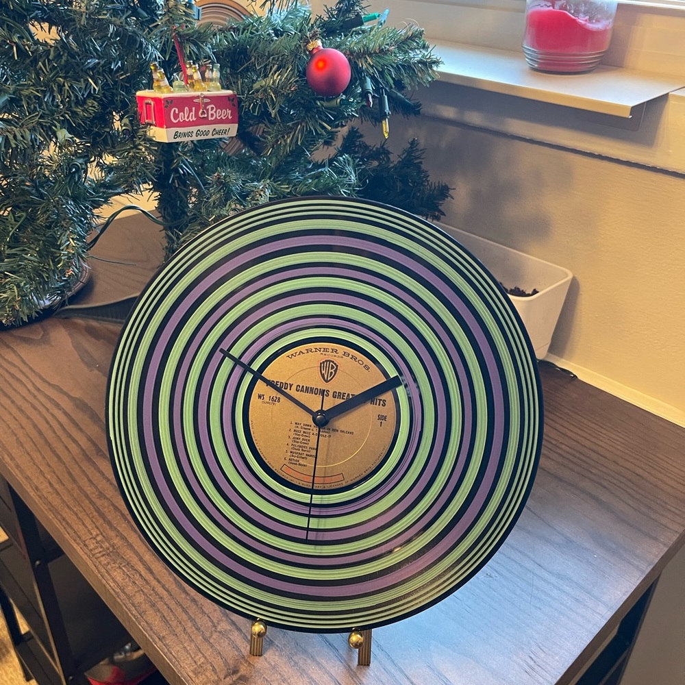 Warner Bros. Striped Purple and Green Clock